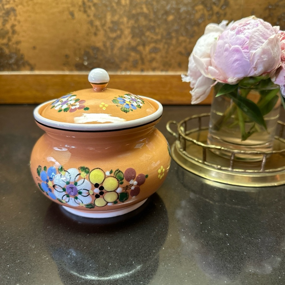 Keralit Czech Folk Art Pottery Lidded Pot Signed Hand Painted